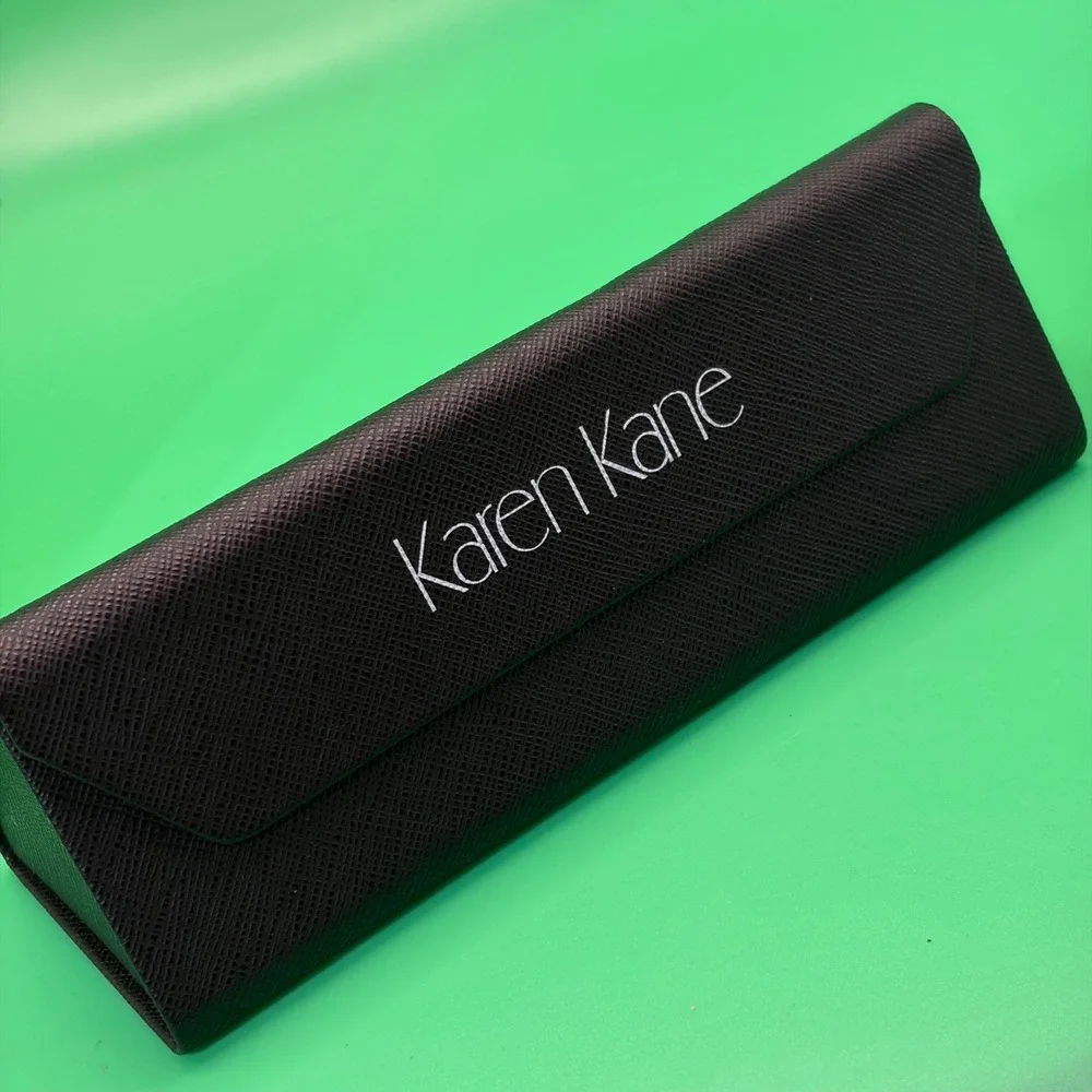 Karen Kane Eyeglass Hard Case Black Saffiano Triangular Folding Magnetic Closure